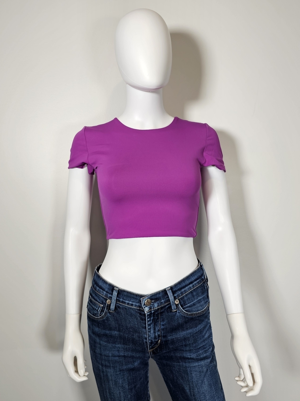 Babaton Aritzia Fuchsia Short Sleeve Crop Top Sz S